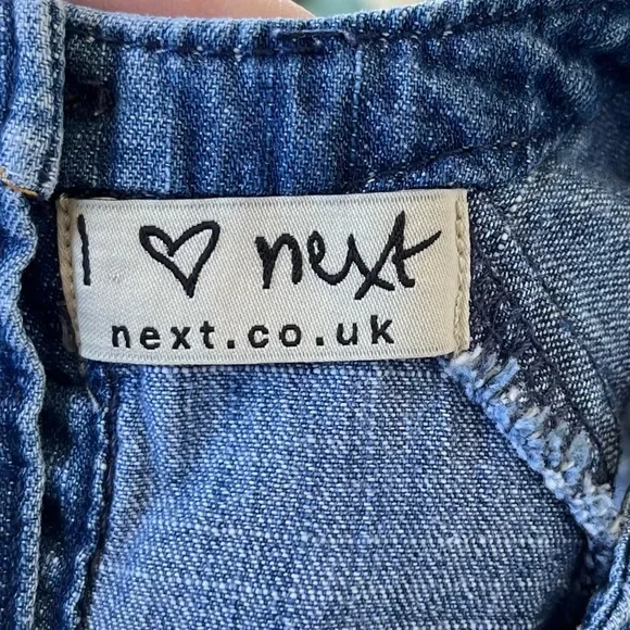 •Next UK• 100% Cotton Denim Girls Dress - Size 2T (92cm) - Picture 2 of 8